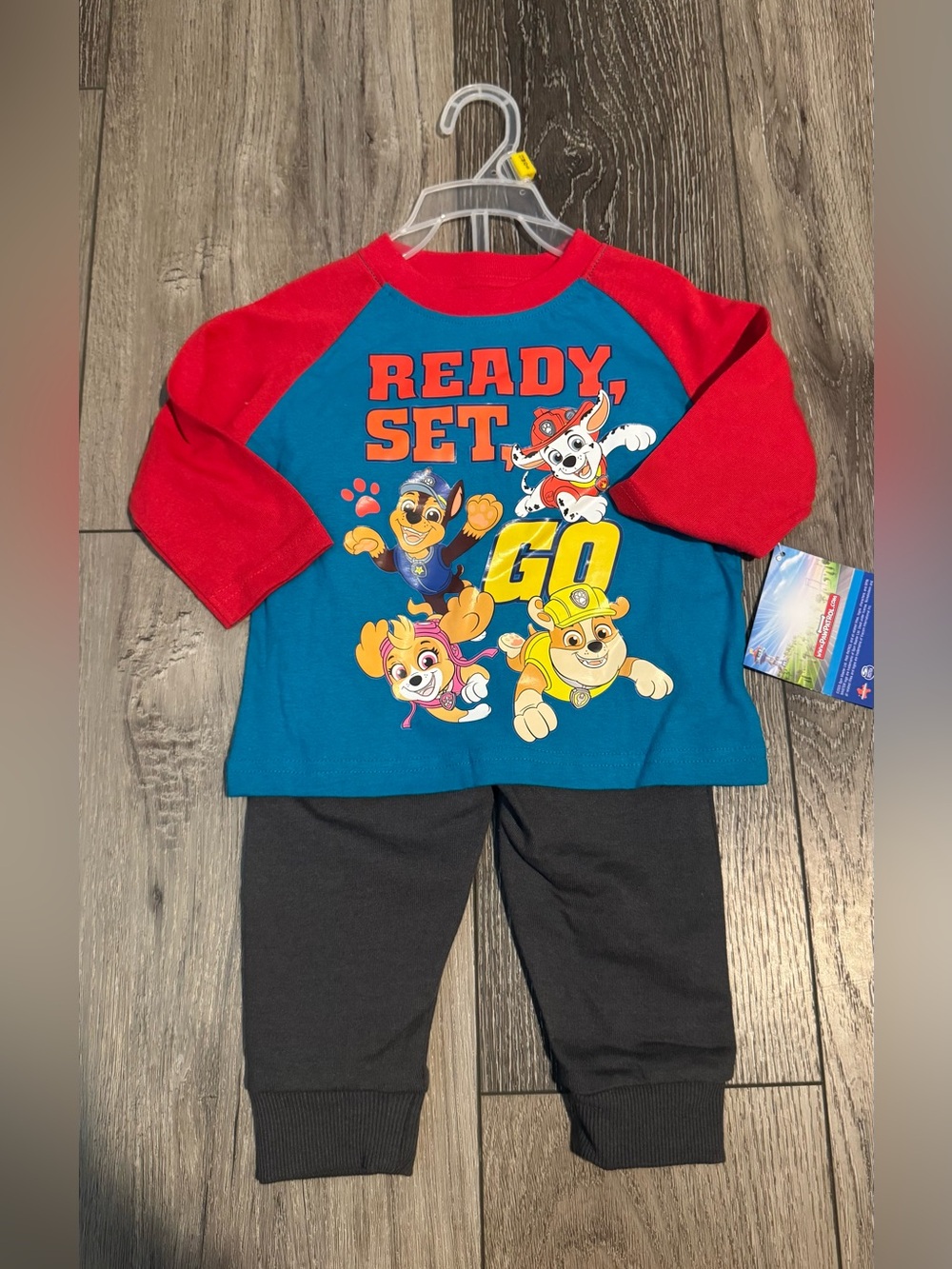 NWT Paw Patrol Ready Set Go Blue and Red Top with Black Pants